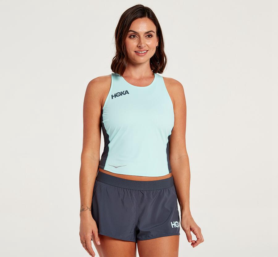 Hoka One One Topp Dame - Fitted Tank - Blå - 01783-IYLQ